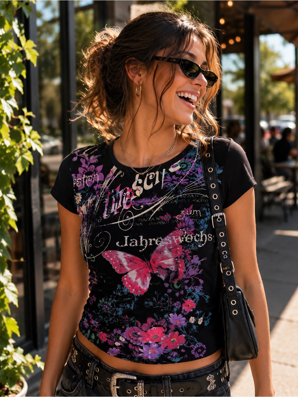 🦋 Y2K Butterfly Floral Graphic Tee | Fairycore Whimsigoth Boho XL